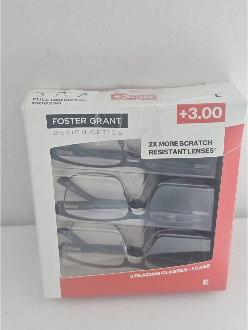 Foster Grant Design Optics +3.00 full rim metal Reading Glasses Black 3-Pack
